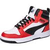 PUMA Rebound V6 Mid Jr, Scarpe da ginnastica Unisex - Bambini e ragazzi, Puma White Puma Black For All Time Red, 38.5 EU