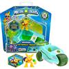 METAZELLS Imc toys Catapult-Trike Azzurro + Personaggio Robbin S1, Veicolo collezionabile una palla esplosiva con 1 Personaggio, 1 Carta e 1 Leaflet +3 Anni