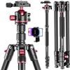 CAMBOFOTO Treppiede Fotocamera Professionale 188cm, con testa a sfera in alluminio, Treppiede per Cellulare, con Borsa da Viaggio, Portatile, Carico Max 4kg, è compatibile con DSLR