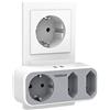TESSAN Multipresa Salvaspazio Con 3 Spina Europea Tipo F e 2 Porte USB, Presa Multipla con USB per Casa e Ufficio, Grigio