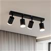 Gr4tec Faretti LED da Soffitto Orientabili 4 Luci, Faretto LED Interno da Soffitto GU10, Moderna Binario Faretti LED Nero, Lampadario Faretti LED per Cucina Corridoio Soggiorno, Lampadina Non Inclusa