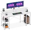 ODK Scrivania con Ripiano Reversibile, Scrivania Gaming con Supporto per Monitor e Ripiano di Stoccaggio, Scrivania Ufficio Tavolo per Computer per Ufficio, Camera da Letto (Bianco, 120x50x86.5cm)