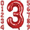 OFFCUP Palloncini Compleanno Rossi 101 CM, Palloncino Numero 3, Foil Palloncini Numeri, Giganti Palloncini Numeri, Decorazioni Festa Compleanno, Gonfiabili Pallone per Anniversario