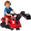 HOMCOM Ruspa Giocattolo con Volante e Benna di Scavo, 3 in 1 Macchina Cavalcabile per Bambini da 18 Mesi-2 Anni, 100x43x48.5 cm, Rosso