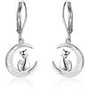 YFN Orecchini a Forma di Gatto con Orecchini a Bottone in Argento Sterling con Luna Opalina per Ragazze (Orecchini con Luna in Argento)