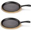 ECHTWERK Padella da portata in ghisa, mini padella con tagliere da portata, piccola padella per barbecue, adatta per forni, barbecue, cottura a induzione, ideale per servire, 2 pezzi
