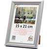 3-B Cornice portafoto MORI - Argento - 15 x 21 cm (A5) - Cornice in legno - Cornice per foto - Cornice per documenti - Con vetro acrilico