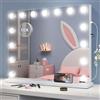 S'bagno Specchio Trucco con Luci Hollywood 58x46cm, Specchio con Luci Make up con Lente d'ingrandimento 10x e USB, Specchio Led con 3 Colori di Luce, 15 perle LED, da Tavolo/a Parete Camere da Letto