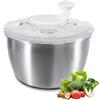 Trintion Centrifuga per insalata in acciaio inox con coperchio, centrifuga per insalata, grande, facile centrifuga, bianco, 4,5 litri