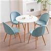 JZGORC Set da Pranzo, Tavolo e Sedie, Tavolo da Pranzo con 4 Sedie, 80 x 80 x 75 cm, Tavolo da Pranzo Rotondo in Legno, 4 Sedie con Schienale Alto in Velluto, Verde + Bianco