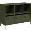 vidaXL Credenza Verde Oliva 101,5x39x73,5 cm Acciaio Laminato a Freddo, armadietto, credenza, Armadio da corridoio, Buffet, Armadio da Cucina