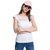 URBAN CLASSICS Maglietta Donna a Maniche Corte con Inserti in Pizzo con Motivo Floreale, Maglietta Elegante in Cotone, Colore Bianco / Nero, Taglie XS - XL