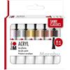 Marabu Set acrilici Shiny Classics, 6 x 12 ml di Colori Metallizzati Scintillanti, Facili da dipingere, ad Asciugatura Rapida, Resistenti alla Luce e alle intemperie, 1210000000212, Multicolor