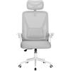 naspaluro Sedia da Ufficio,Con Braccioli Ribaltabili a 90°,Sedie Scrivania Ergonomica Lombare, Con Poggiatesta, Rivestimento in Rete Traspirante, Sedia Girevole a 360° Con Funzione Swing,Grigio