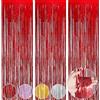 OFFCUP Tende Metalliche, 3pz Tende Metalliche Feste, 1x2m Tinsel, Adatto per Compleanni, Matrimoni, Baby Shower, Feste, Lauree, Decorazioni Natalizie, Sfondo Della Parete Fotografica (Rosso)