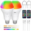 I-SHUNFA Lampadina Ricaricabile USB-C con Telecomando,AC100-240V Smart E27 LED 9W,CCTRGB Dimmable Touch Control con Timer e Batteria,2200mAh Outdoor Emergency Light con Gancio,2 Pack