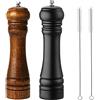 BINHAI Set di macinapepe in legno per sale e pepe nero macinacaffè manuale mulini solidi con smerigliatrici in ceramica regolabili resistenti, 2 pezzi da 20 cm