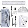 Vicloon Compasso Set, 10Pcs Geometry Kit, Bussola per Matematica Set con Righelli, Goniometro, Bussola, Disegno, Matita, Piombo Ricariche, Gomma, Temperamatita per Studenti e Insegnanti