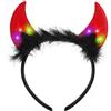 Alaoo Cerchietto Corna Diavolo, Fascia Luminosa a Forma di Corno, Corna del Diavolo con LED con Piume, per Fasce Costume per Capelli da Uomo e da Donna, per Feste Carnevale Halloween