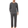 Lovasy Pigiama da Uomo Invernale in Cotone Set Pigiama Caldo a Maniche Lunghe con Scollo Rotondo Pigiami Due Pezzi Casual per la Casa,A-Grigio Scuro,S