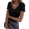 VAFFUL T-Shirt Donna Maglia Estate Top Manica Corta Camicie Collo V Strappato Maglia Sottile su Misura 2025 Base Casual Blusa