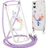 Xylota Magnetica Cover con Cordino per iPhone 17 6,3 Compatibile con MagSafe, Aesthetic Motivo Disegni Trasparente Custodia, Antiurto Protettiva Case con Laccio Tracolla per iPhone 17, Fiori 01