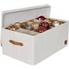 LOVE !T STORE !T LOVE IT STORE IT Premium - Scatola Portaoggetti Per Palle di Natale, Beige | Scatola porta oggetti con 30 Scomparti, Vassoio Estraibile - Lino - Rinforzi In Legno - 58x36x25cm