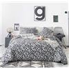 SUSYBAO Set copripiumino king size leopardato bianco e nero in 100% cotone, 3 pezzi, 1 copripiumino leopardato con cerniera e 2 federe, set di biancheria da letto lussuoso e morbido leopardato