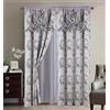 GLORY RUGS Set di 2 tende a pannello jacquard con mantovana attaccata e supporto per camera da letto, soggiorno, sala da pranzo, 137 x 213 cm, grigio argento