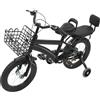 ATIVLB Bicicletta per bambini da 14 pollici, con bicicletta con rotelle, freno a cricchetto, con stabilizzatori e freno a mano, con cestino, freno a cricca, 50 kg