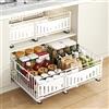 YunNasi Cassetto Estraibile Cucina, Bianco, 2pezzo 38Dx17Hx32-50H CM