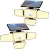 Peasur 2 Pezzi Faretto Led da Esterno Solare, 318 LED Luce Solare con Sensore di Movimento, 3 Modes Impermeabile Faretti Solari, Luci Solari per Giardino Garage Parete