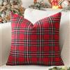 Sungeek Set di 1 federa decorativa per cuscino con motivo scozzese natalizio, 40 x 40 cm, morbida, quadrata, per divano, letto, casa colonica, patio, 40 x 40 cm, rosso