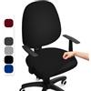 BalladHome Coprisedia Ufficio Elasticizzato Coprisedia da Computer Ufficio Universale Split Coprisedie Girevole Lavabile Rimovibile Fodera per Sedia da Computer (Nero, 2Pezzi)-F