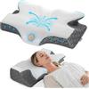 Elviros Cuscino Cervicale per Dormire, Cuscino Cervicale Memory Foam, Cuscino Ergonomico per Adulti, Cuscino Ortopedico per Chi Dorme sul Fianco, sulla Schiena e sulla Pancia, Federa Traspirante Cool