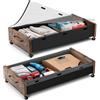JSHNE Deposito sotto il letto con ruote, scarpiera sotto il letto, cassetti portaoggetti sotto il letto con finestra rimovibile, cassetto in metallo rotolante extra large