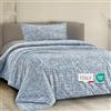 Dorian Home - Set Copripiumino Matrimoniale 250x210 con Sacco in 100% Puro Cotone + 2 Federe Cuscino Letto 50x80 con Patella di 18 cm (Canva Blu, Una Piazza e Mezza - 200x210 cm)
