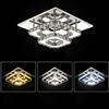 Finktonglan Plafoniera LED in Cristallo K9, Quadrata 25×25 cm, Cambio Colore 3000/4000/6500K con Interruttore, Flush Mount a Profilo Basso, Acciaio Inox, per Soggiorno e Camera