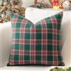 Sungeek Set di 1 federa decorativa per cuscino con motivo scozzese natalizio, 40 x 40 cm, morbida, quadrata, per divano, letto, casa colonica, patio, 40 x 40 cm, verde e rosso
