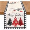 DecorMommt Runner Natalizio 40x140cm, Runner Natalizio Plaid da Tavolo, Centro Tavola Natalizio, Runner Decorazioni Casa, per Decorazioni Natalizie per Tavola (Albero Natale Rosso Nero)