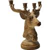 khevga - Candelabro con corna di cervo per 4 candele, in poliresina, colore: Argento