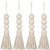 LATRAT 4 Pezzi Nappa Perline in Legno, Ornamenti Maniglia Porta, Ciondolo Perla per Armadio, Decorazione Parete Pompon per Portico