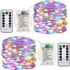 ooklee Luci a batteria, confezione da 2, 10 m, 100 LED per esterni, impermeabili, 8 modalità di timmer a distanza, illuminazione a filo di rame, per casa, gazebo e decorazioni natalizie (multicolore)
