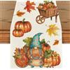 Coolgaga Runner da Tavola Autunnale Zucche Foglia D'acero Lino Lavabile Tovaglia Runner Centrotavola Autunnale Addobbi Autunnali per Sala da Pranzo Picnic Interni Vacanze Autunno Feste Cucina 40x240cm