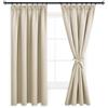 DWCN Tende oscuranti con nastro arricciato, tende termiche per protezione dal freddo con lacci per tende, 200x140cm (altezza x larghezza), beige chiaro, set da 2