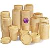 GoBeTree 100 bicchieri caffè kraft 240 ml 8 oz con coperchi in carta, bicchieri kraft monouso resistenti e a prova di perdite, per caffè americano caffellatte tè e bibite fredde, da asporto.
