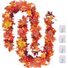 TENQUAN Foglie d'acero artificiali, ghirlanda autunnale, decorazione foglie autunnali, 175 cm, Halloween, giorno del Ringraziamento, decorazione per casa, parete, giardino, rire, scale, rosso, 2 pezzi