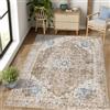 TOPICK Tappeto 180x270cm Salotto Lavabile a Pelo Corto Stile Retrò Motivo Mattonato Fiori Orientale Antibatterico Pieghevole Morbido Antiscivolo Sottile per Camera da Letto, Cameretta dei Bambini