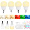 Pinrutar Lampadina LED Ricaricabile E14 con Telecomando, Dimmerabile, Magnetica, Batteria Integrata, 3 Temperature Colore + 9 RGB, 480LM, 3 Timer, per Lampade Senza Corrente, Campeggio & Emergenza 4 Pack