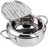 Tomotato Pentola per Friggitrice, Friggitrice per Tempura in Acciaio Inossidabile in Stile Giapponese con Termometro, Coperchio e Scolagocce per Olio, per Cucina Domestica Patatine Fritte, Pesce(20cm)